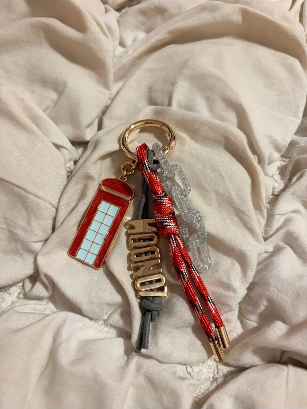 London Theme Telephone Booth Keychain Bag Charm Travel Accessory